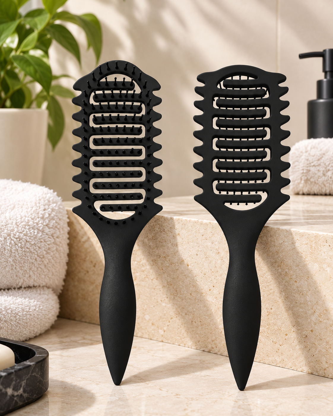 Escova Cava para Cabelo Encaracolado e Texturizado