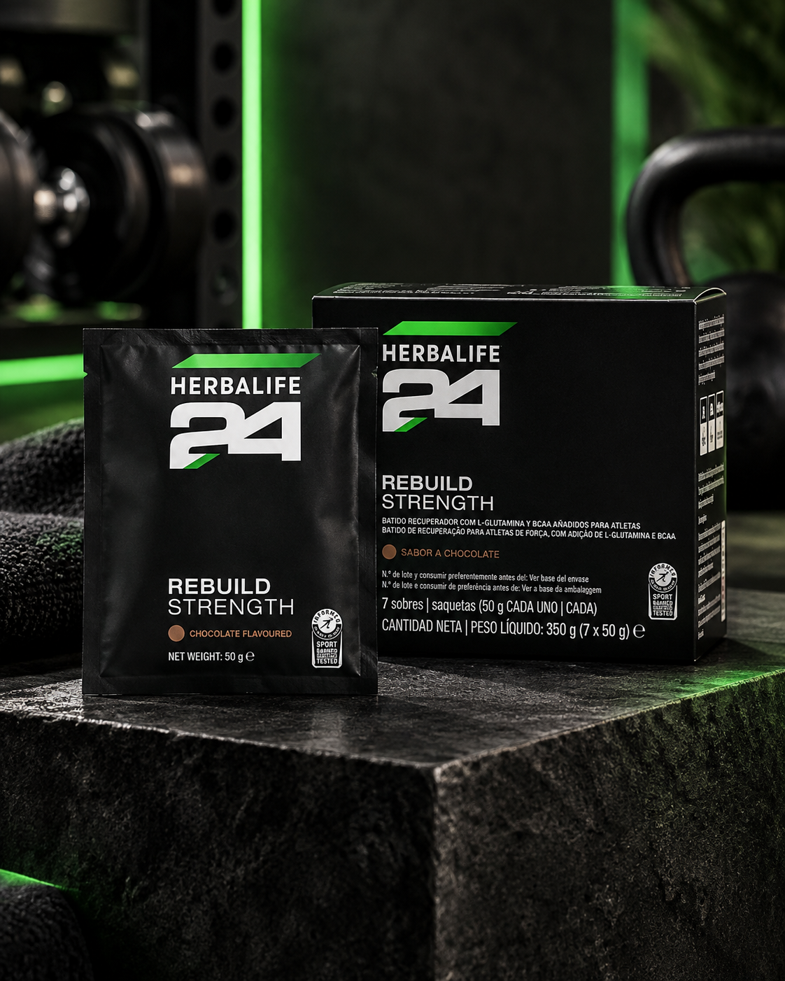 Rebuild Strength Sabor Chocolate - Herbalife (7 Saquetas × 50g)